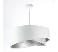 Lampe Suspendue Pendante Blanche Grise Argent E27 Ronde D: 50 Cm Tissu Velours