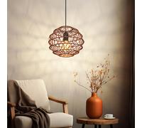 Suspension LED Lampe à suspendre Plafonnier Lampe de salon Lampe de salle à manger Lampe de cuisine, métal papier noir brun foncé, 1x 7W 630Lm blanc chaud, H 120 cm