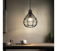 Lampe Suspendue Pendante Noire Pour Salon Abat-Jour D 23Cm