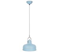 Lampe Suspendue Pendante Salon Plafonnier Métal Bleu Chromé Hauteur 150 cm