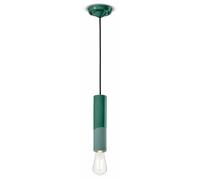 Lampe Suspendue Pendentif En Céramique Ø 5,5 Cm Cylindre Fait Main Vert Pour E27