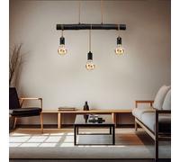 Lampe Suspendue Pendentif Lampe Pendentif Bois Noir Hauteur Ajustable E27 120CM