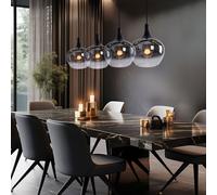 Lampe Suspendue Pendentif LED Boule Verre 4 Flammes L 100 Cm