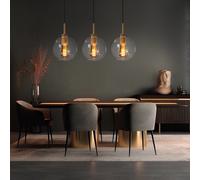 Lampe Suspendue Pendentif Lumière 3 à Flammes Écrans en Verre Laiton Clair H