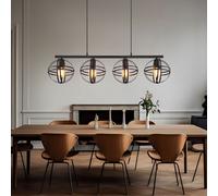 Lampe Suspendue Pendentif Lumière 4 à Flammes Gitter-Optik Noir E27 H 120cm