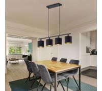 Lampe Suspendue Pendentif Lumière 4 à Flammes Noir Salle à Manger H 150 CM