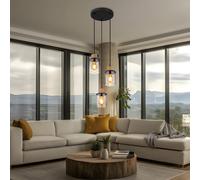 Lampe Suspendue Pendentif Lumière de Salon 3 à Flammes Couleurs Fumées Verre