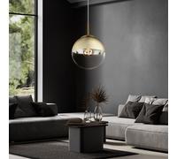 Lampe Suspendue Pendentif Lumière Salle à Manger Boule de Verre Or Clair H 120cm