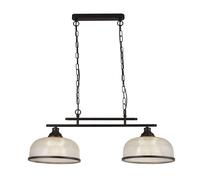 Lampe Suspendue Pendentif Table À Manger : 75 Cm 2X E27 Noir Verre Métal Vintage