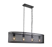 Lampe Suspendue Pendentif Table À Manger B: 91 Cm Noir 4X E27 Métal Design Rétro