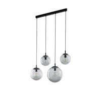Lampe Suspendue Pendentif Verre Fumé Métal L: 87 Cm H: 140 Cm Réglable 4x E27