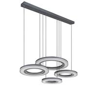 Lampe suspendue pendule dimmable télécommande LED 4 anneaux blanc anthracite H 120cm