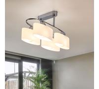 Plafonnier Plafonnier chrome Lampe de salon Lampe de cuisine Lampe de table à manger, verre satiné, 4x E14, LxPxH 40x21x25 cm