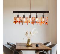 Lampe à suspension en cristal plafonnier ambre pendule éclairage salle à manger WOFI 7320.05.05.6000