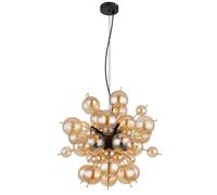 Lampe suspendue plafonnier lampe de salle à manger verre ambre or D 55 cm