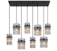 Lampe suspendue plafonnier lampe de salle à manger verre couleur fumée 8 lampes
