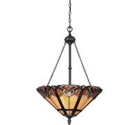 Lampe Suspendue Plafonnier Luminaire Verre Tiffany Acier D 40,8 CM 3 à Flammes