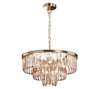 Lampe suspendue plafonnier lustre verre décor doré D 50 cm
