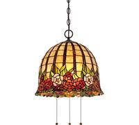 Lampe Suspendue Plafonnier Suspension Verre Tiffany Métal Bronze 3 à Flammes