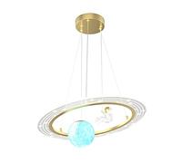 Lampe Suspendue pour Chambre d'enfant, Lampe Suspendue créative Astronaute planète, Anneau de personnalité, Lustre en Acrylique, Chambre de garçon, luminaires de Salle à Manger de la Maternelle,