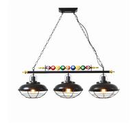 Lampe Suspendue pour Table de Billard, pour Table de 2,1 à 2,4 m, avec Abat-Jour en métal Noir et véritable Boule de Billard, pour Salle de Billard, Snooker, îlot de Cuisine, Salle de Jeux, 3 lumièr