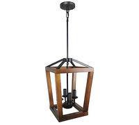 Lampe Suspendue rectangulaire en Bois Massif américain, Base E26, Lampe Suspendue Industrielle pour îlot de Cuisine, Salon, Lustre Simple Vintage pour Salon loft