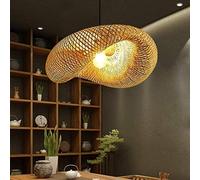 Lampe Suspendue Rétro E27 Bambou Naturel Rotin Pendentif Luminaire 100cm | Tissage Éclairage Lamp Bois Hauteur Réglable Suspension Rotin Bois Salle Manger Salon Chambre Cuisine Décoration