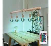Lampe Suspendue Rétro En Bois RGB LED Dimmable Avec Télécommande