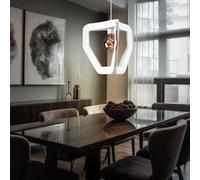 Lampe suspendue rétro noire pour salon, cuisine, acier, blanc, 1 ampoule E27, L x l x H 35 x 32 x 120 cm
