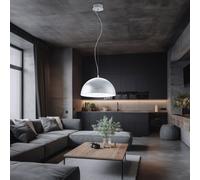 Suspension Lampe Pendante Rétro Acier Argent 1380 Lumen LED H 110Cm