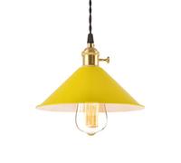 Lampe Suspendue Simple et Tendance, culot E27, tête Unique, Design Conique en Fer forgé, luminaire décoratif pour Chambre à Coucher, Bureau, café (Jaune 21 cm)