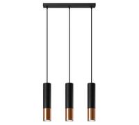 Sollux Lighting Suspension LOOPEZ 3L GU10 LED - Design moderne loft BOHO pour couloir - Noir/Cuivre