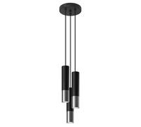 Sollux Lighting Suspension Loopez - Plafonnier acier 3 flammes avec ampoule LED chrome noir