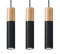 Suspension Acier Bois Naturel/Noir GU10 3 Pablo