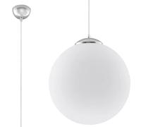 Suspension UGO verre/acier blanc/chrome Largeur 30 Cm - SOLLUX - UGO - Blanc - Métal - Intérieur