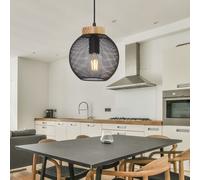 Lampe suspendue Sphère Design Cage Bois Brun Naturel Noir H 120 cm