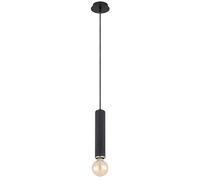 Lampe suspendue Style industriel Noir mat Bois brûlé H 160 cm