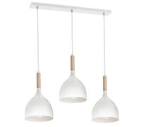Lampe suspendue sur table bandeau blanc 3 abat-jours avec éléments en bois Noak wood 3xE27 15W Luminex
