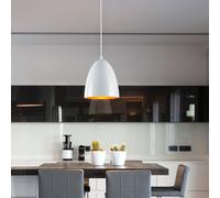 Lampe Suspendue Suspension Luminaire de Salon Métal Blanc Orange 1x LED