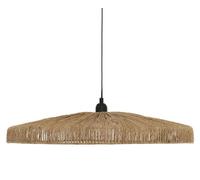 Lampe suspendue, Suspension luminaire en Acier noir et bois de jute coloris naturel - diamètre 58 x Hauteur 10 cm