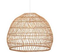 Lampe suspendue, Suspension luminaire en bois de rotin coloris beige et fer blanc - diamètre 58 x Hauteur 47,50 cm - PEGANE - Blanc G