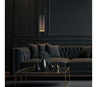 Lampe suspendue suspension plafonnier métal noir or mat H 150 cm