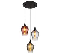 Lampe suspendue suspension salle à manger lampe de salon plafonnier, métal verre noir, 3 ampoules E27, H 120 cm