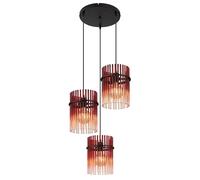 Lampe suspendue table à manger lampe de salon lampe suspendue verre noir rouge, tiges de verre, métal, 3x E27, DxH 47x140 cm