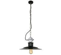Lampe suspendue table à manger suspension lampe de salon rétro noir, abat-jour vintage réglable en hauteur, métal argenté, 1x E27, DxH 40x195 cm 