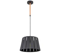 Lampe suspendue table à manger suspension noir lampe de salon moderne, abat-jour aspect bois clair suspension, métal mat, 1x douille E27, DxH 35x120cm