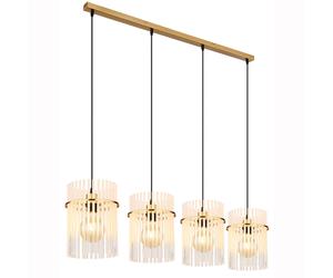 Lampe suspendue tiges de verre lampe de salle à manger plafonnier lampe de salon or, opale claire, métal, 4x douille E27, H 140 cm