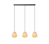 Lampe Suspendue Tissu Beige Noir 120 CM E27 Double Écran Pendelleuchte Blendarm
