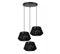 Lampe suspendue Tissu Métal Noir L:35,5 cm E27 3 ampoules Pendelleuchte