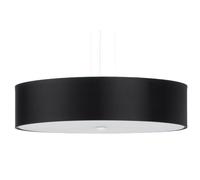 Lampe Suspendue Tissu Verre Ø 50 CM Rond Noir Moderne 5x E27 Salle à Manger